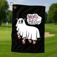 Ghost Cow Boo Funny Golf Towel thumb 1