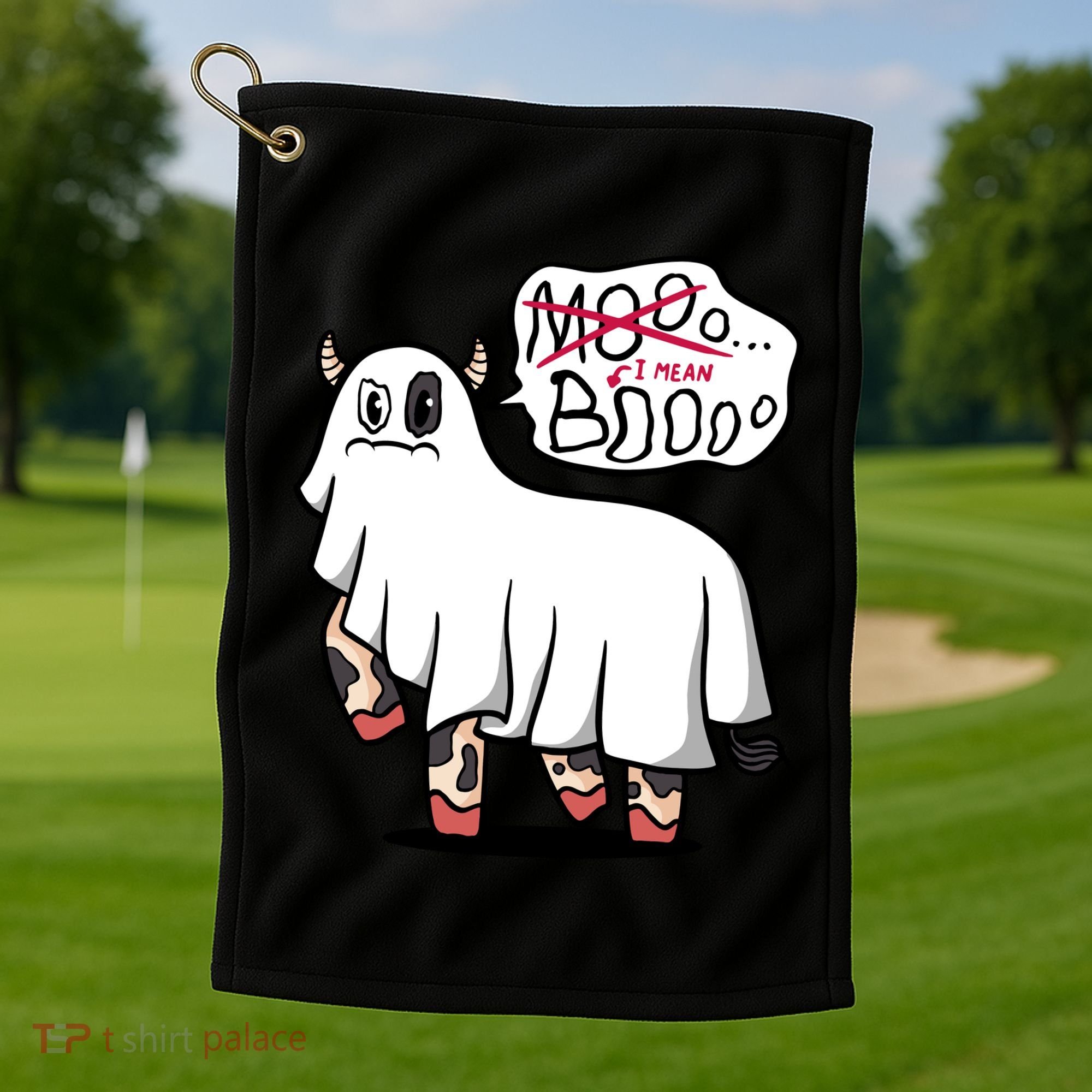 Ghost Cow Boo Funny Golf Towel