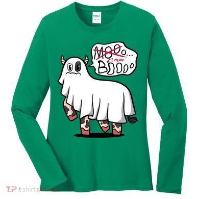 Ghost Cow Boo Funny Women's Long Sleeve Shirt