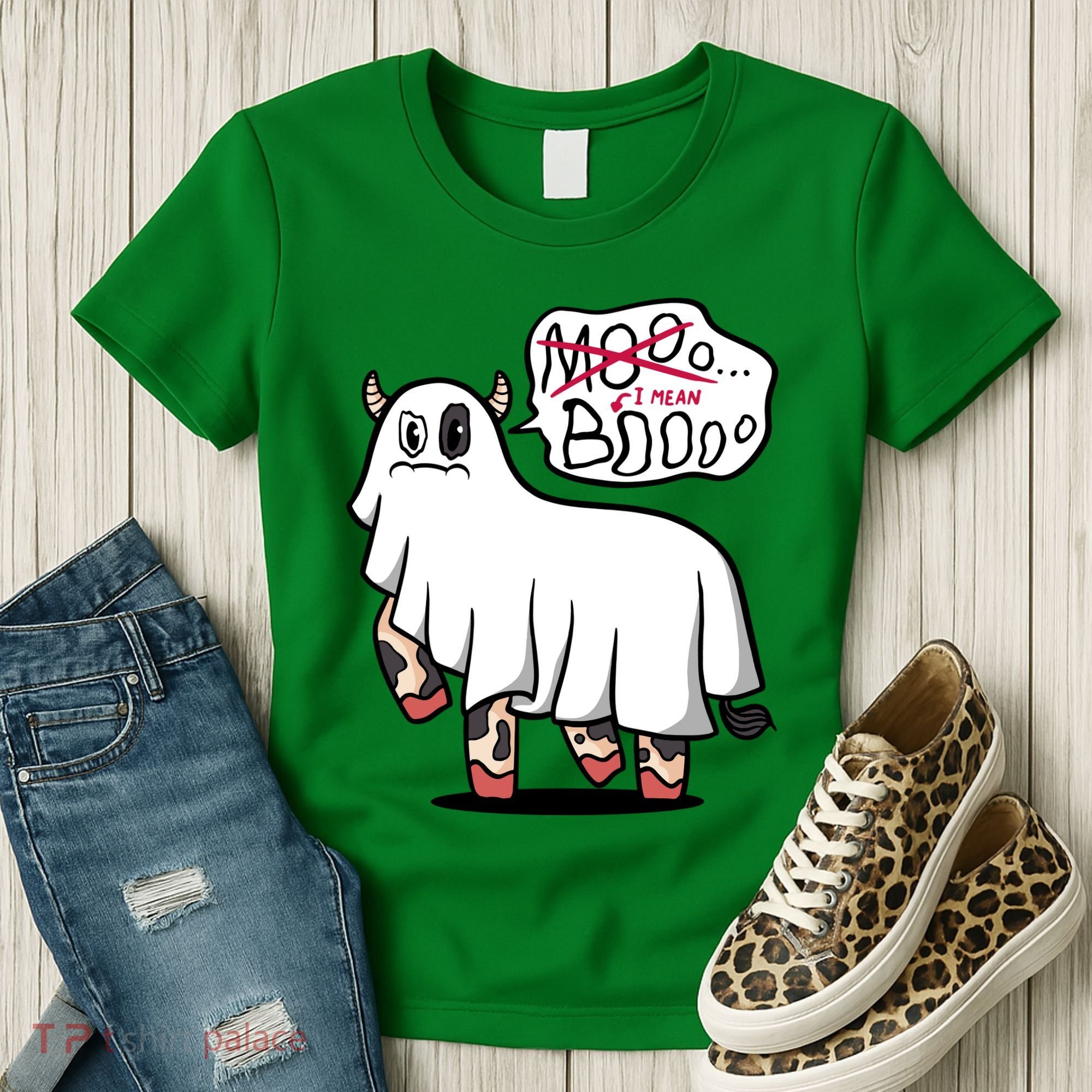 Ghost Cow Boo Funny Women's T-Shirt