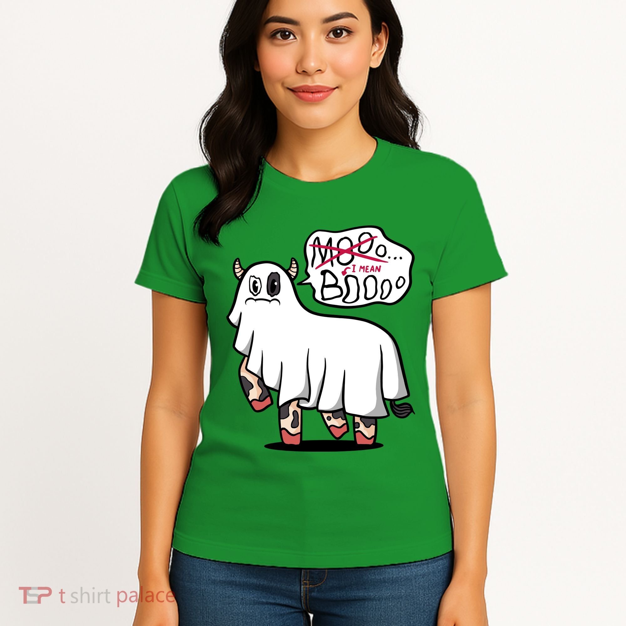 Ghost Cow Boo Funny Women's T-Shirt