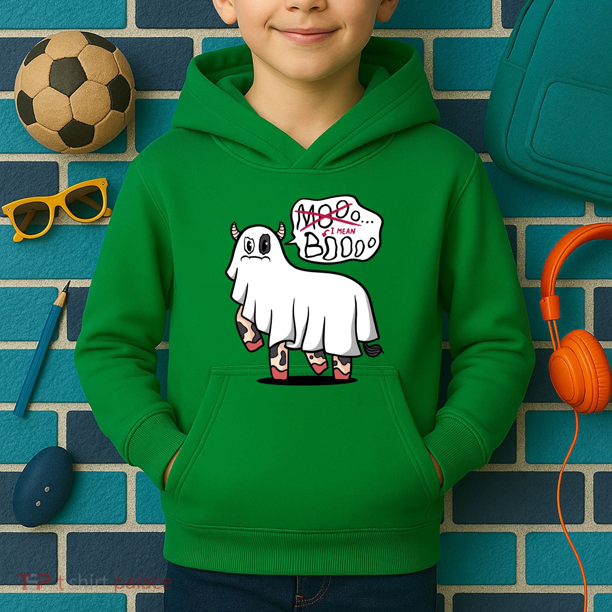 Ghost Cow Boo Funny Kids Hoodie