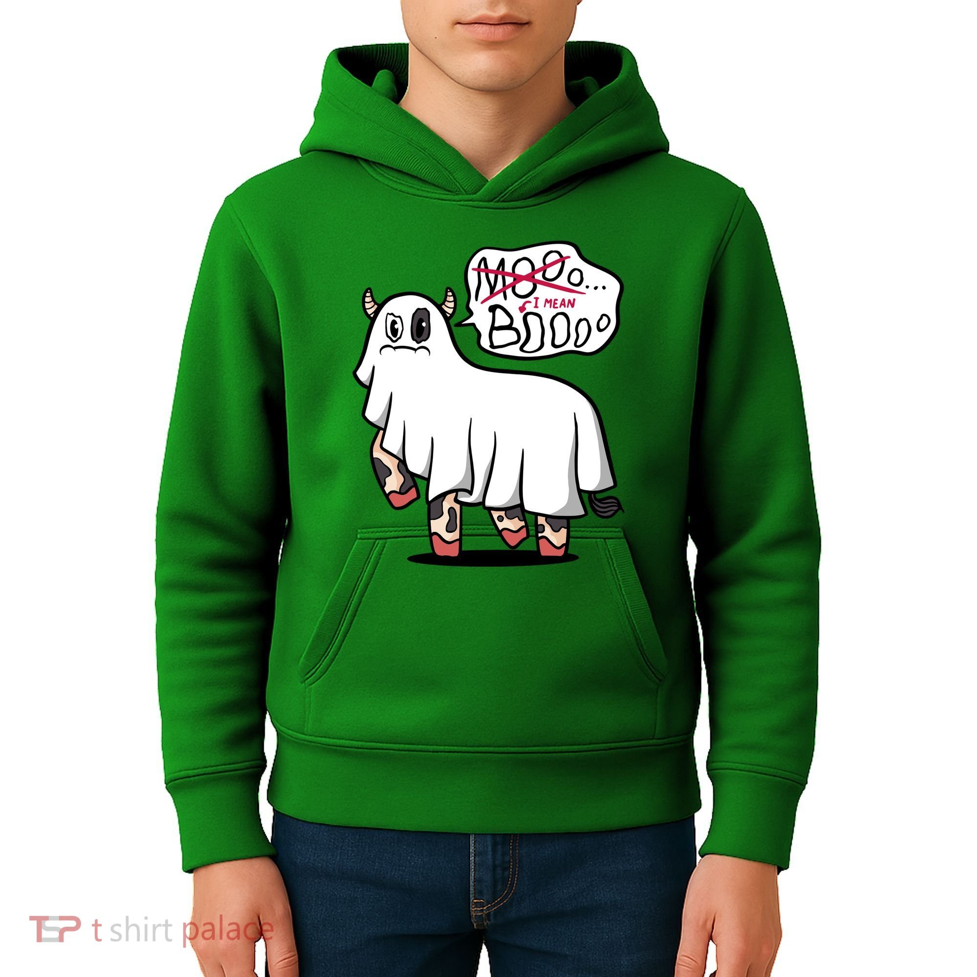 Ghost Cow Boo Funny Kids Hoodie