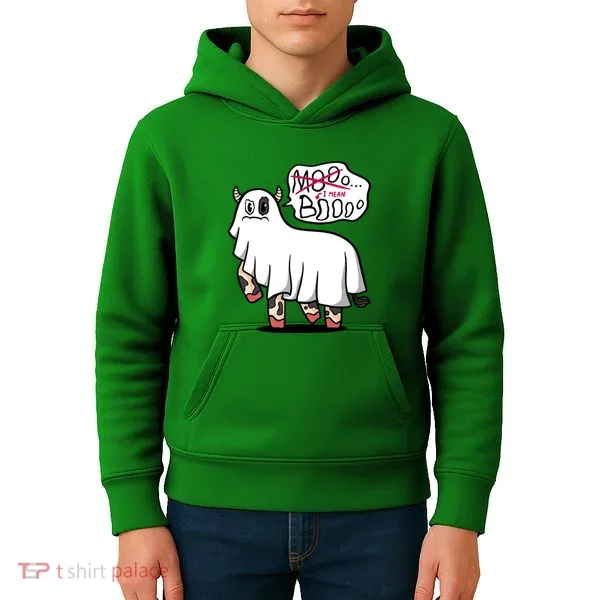 Ghost Cow Boo Funny Kids Hoodie
