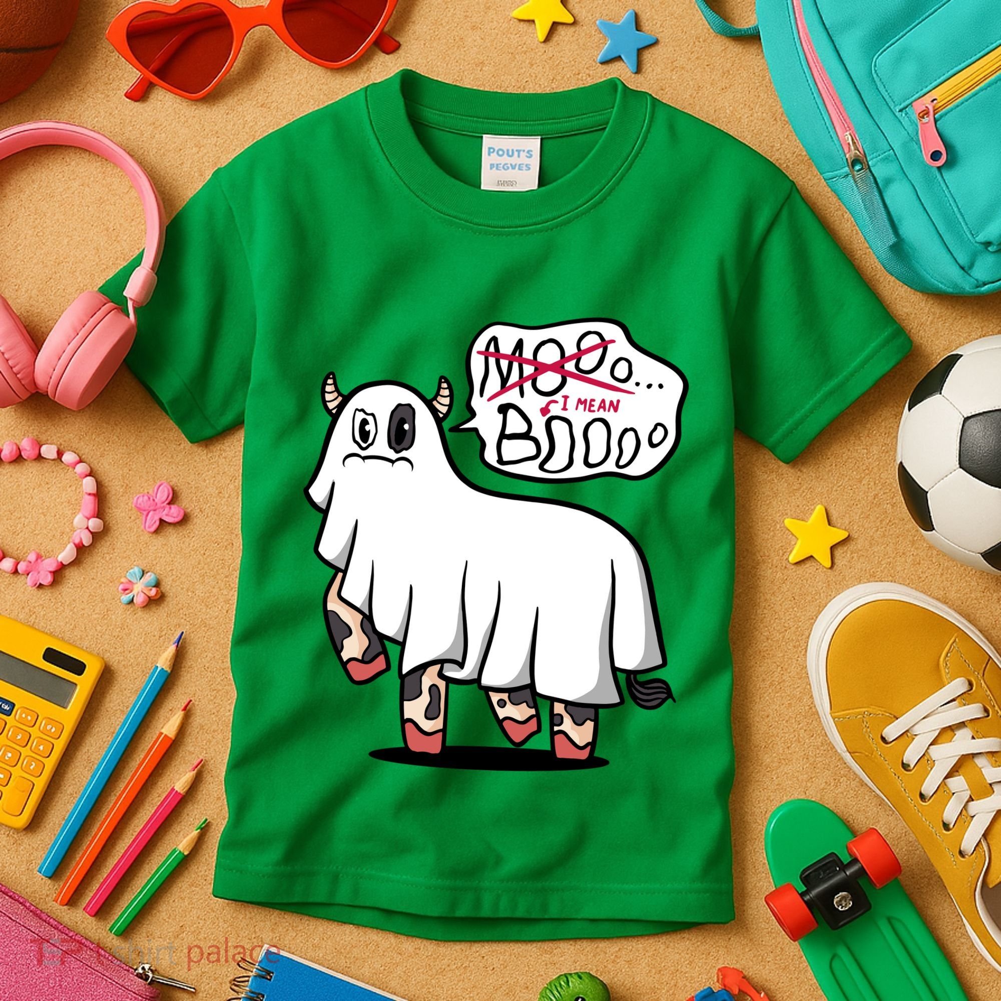 Ghost Cow Boo Funny Kids T-Shirt