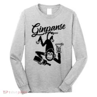 Ginpanse Chimpanzee Chimp Monkey Gin Drink Party Fun Comedy Long Sleeve Shirt thumb 0