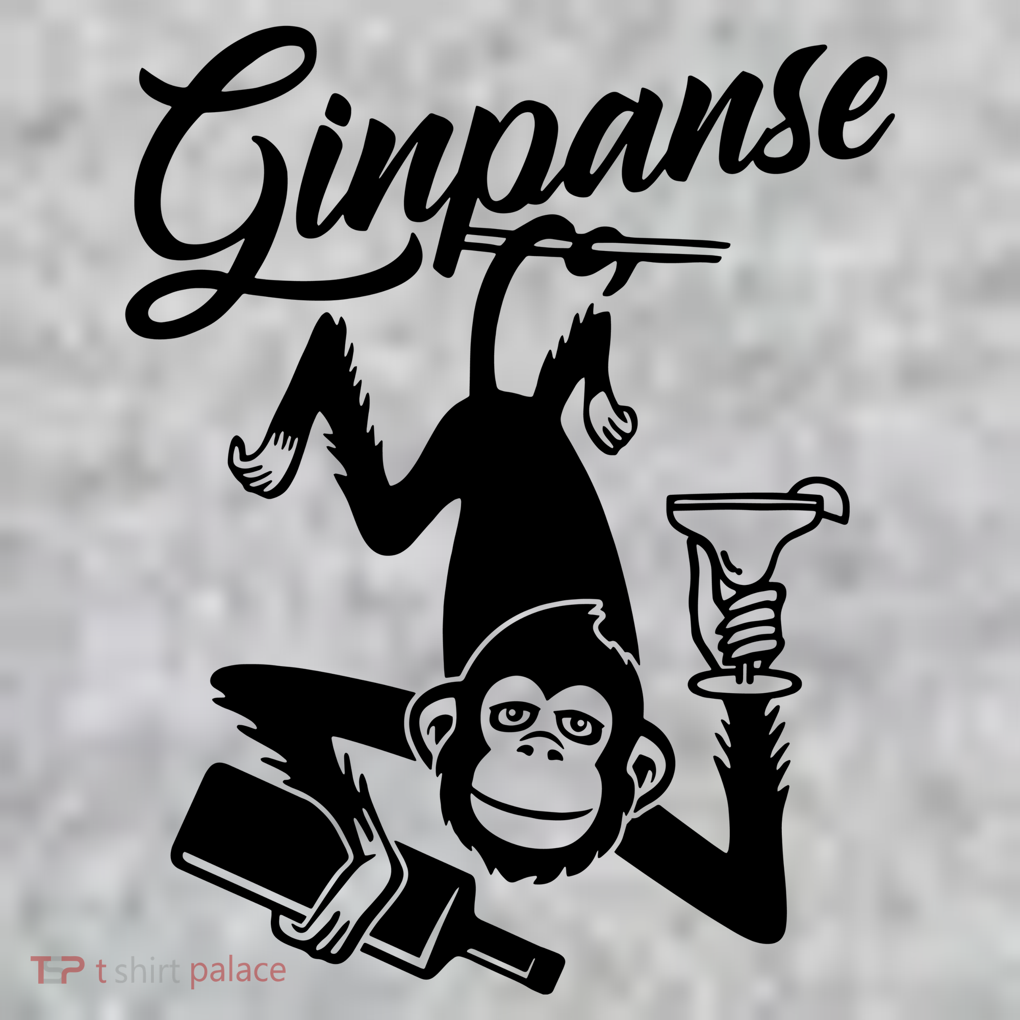 Ginpanse Chimpanzee Chimp Monkey Gin Drink Party Fun Comedy Long Sleeve Shirt