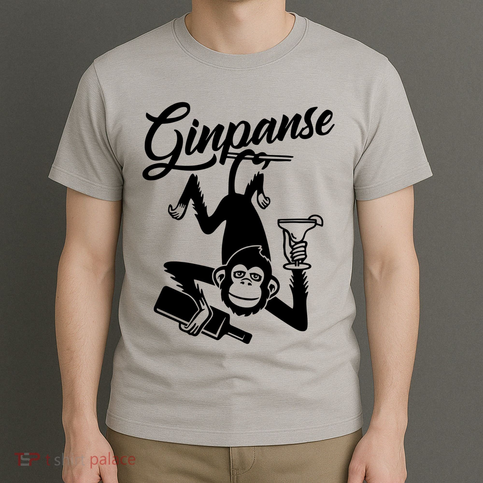 Ginpanse Chimpanzee Chimp Monkey Gin Drink Party Fun Comedy T-Shirt