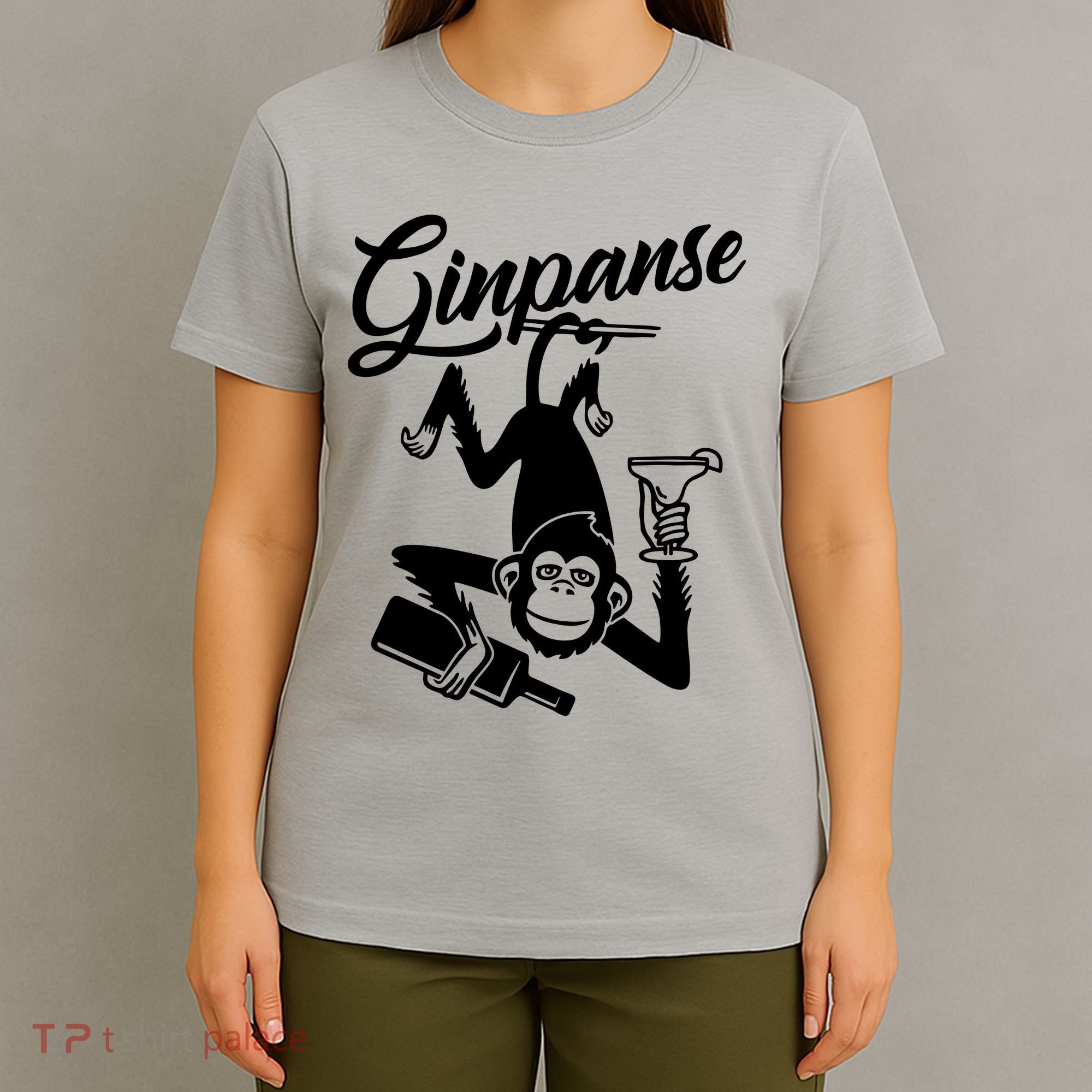 Ginpanse Chimpanzee Chimp Monkey Gin Drink Party Fun Comedy T-Shirt