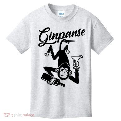 Ginpanse Chimpanzee Chimp Monkey Gin Drink Party Fun Comedy Kids T-Shirt