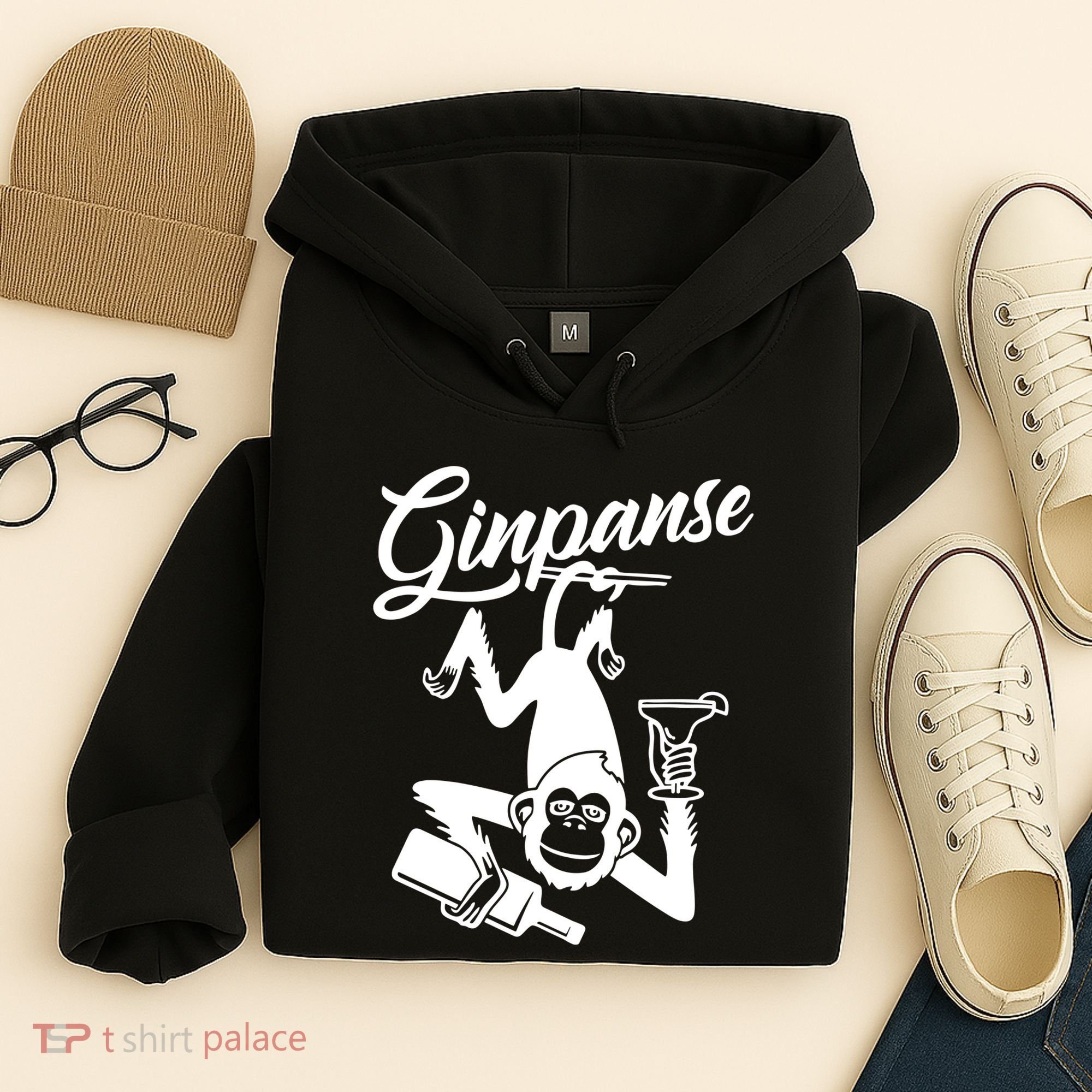 Ginpanse Chimpanzee Chimp Monkey Gin Drink Party Fun Comedy Hoodie