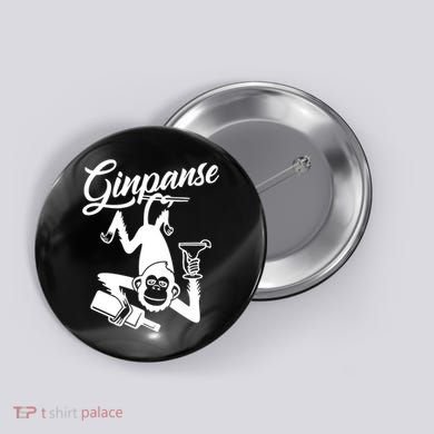 Ginpanse Chimpanzee Chimp Monkey Gin Drink Party Fun Comedy Button