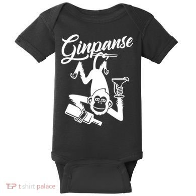 Ginpanse Chimpanzee Chimp Monkey Gin Drink Party Fun Comedy Baby Bodysuit