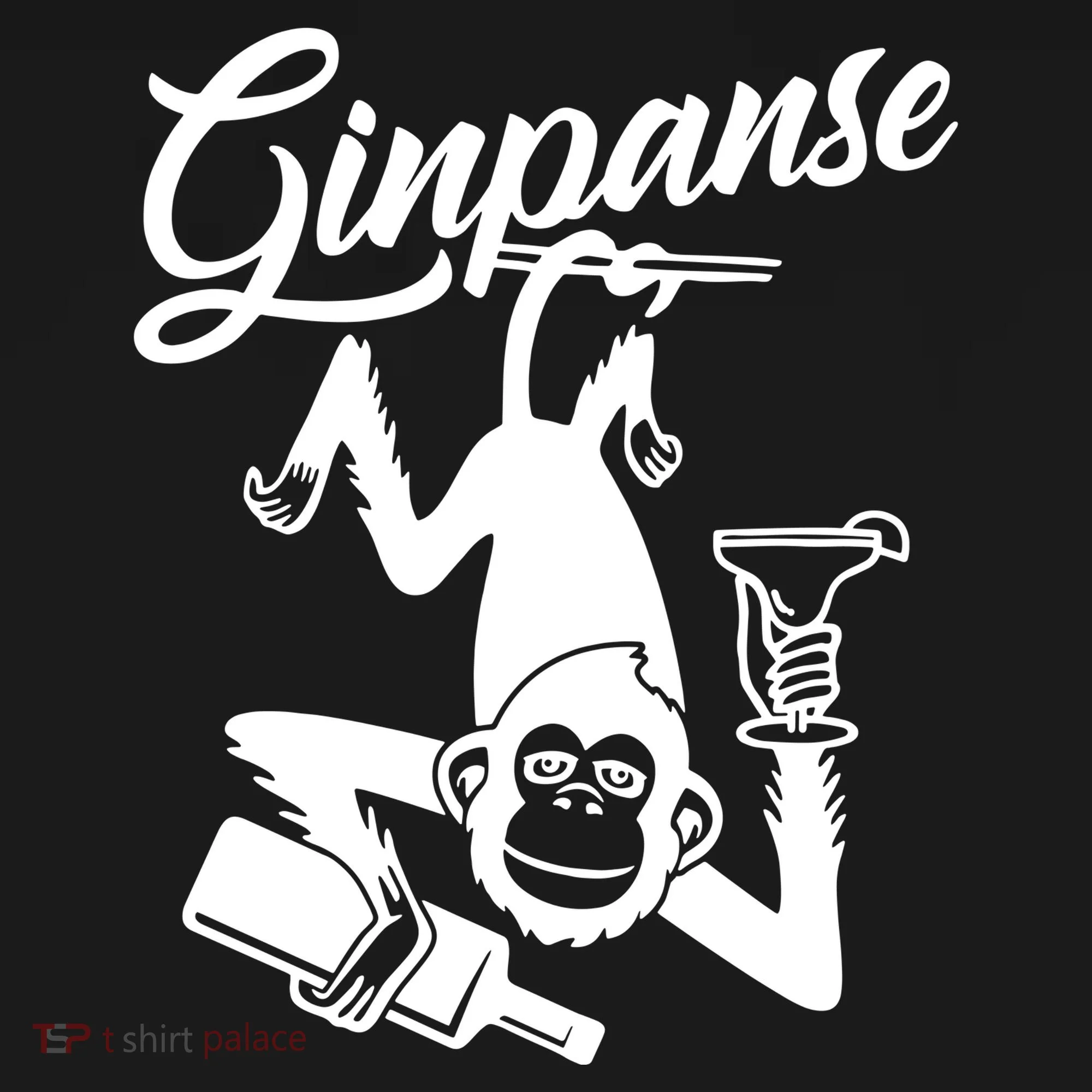 Ginpanse Chimpanzee Chimp Monkey Gin Drink Party Fun Comedy Baby Bodysuit