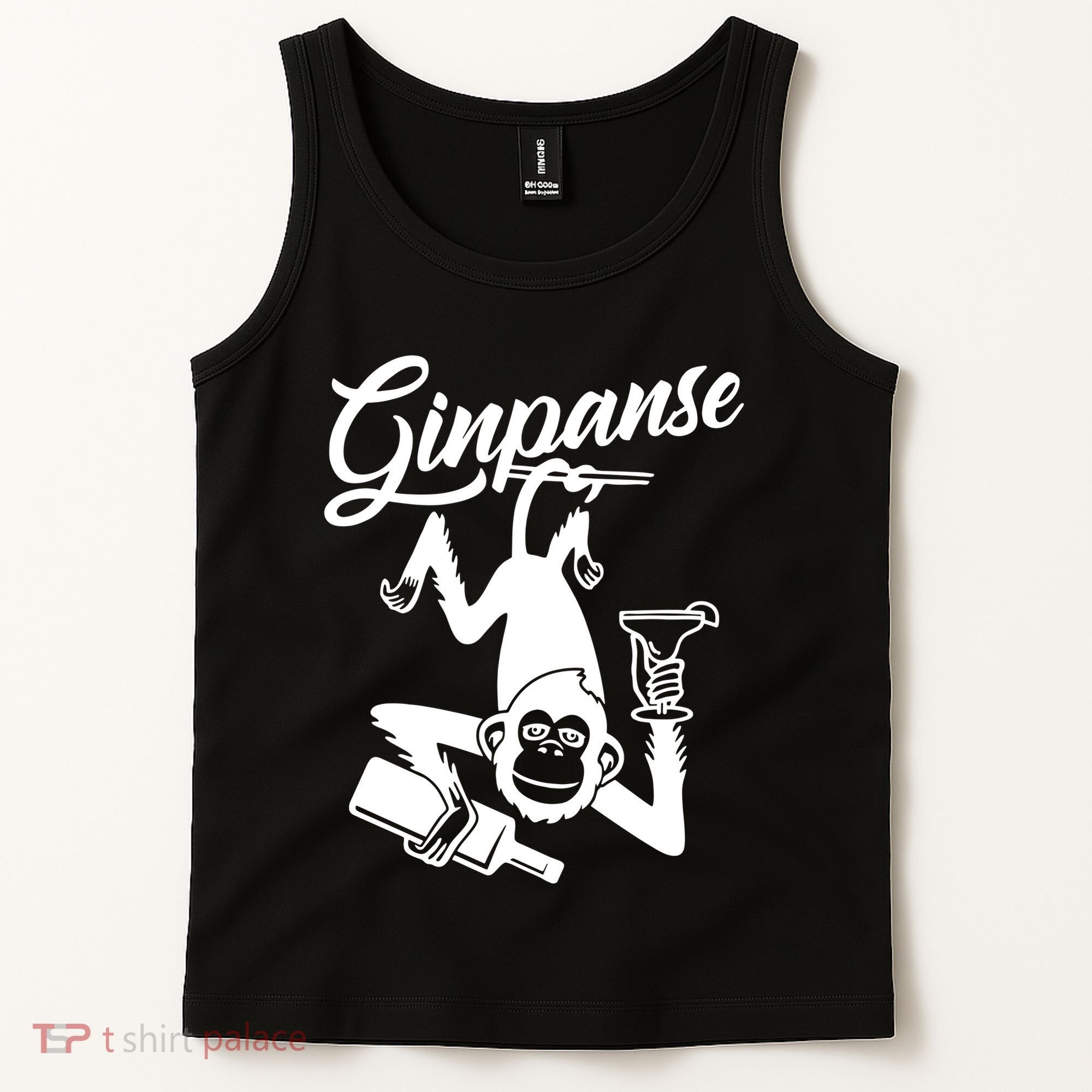 Ginpanse Chimpanzee Chimp Monkey Gin Drink Party Fun Comedy Tank Top