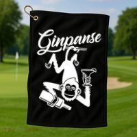 Ginpanse Chimpanzee Chimp Monkey Gin Drink Party Fun Comedy Golf Towel thumb 1