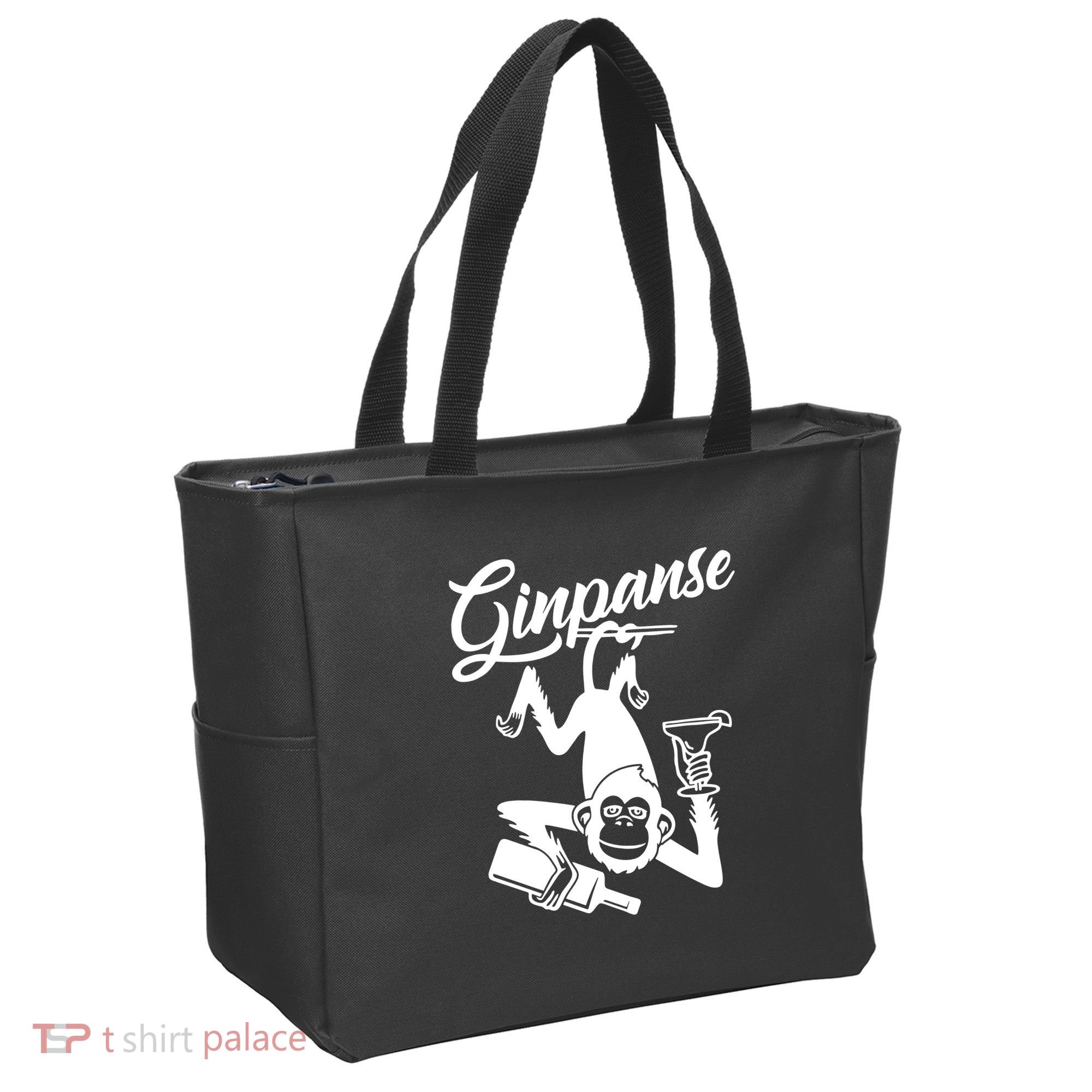 Ginpanse Chimpanzee Chimp Monkey Gin Drink Party Fun Comedy Tote Bag