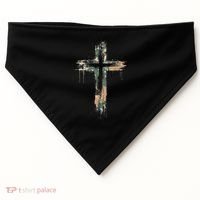 Grunge Christian Cross Camo Camouflage USA-Made Doggie Bandana thumb 0