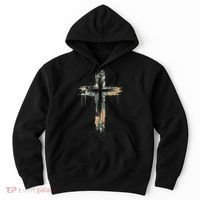 Grunge Christian Cross Camo Camouflage Hoodie thumb 0