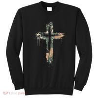 Grunge Christian Cross Camo Camouflage Sweatshirt thumb 0