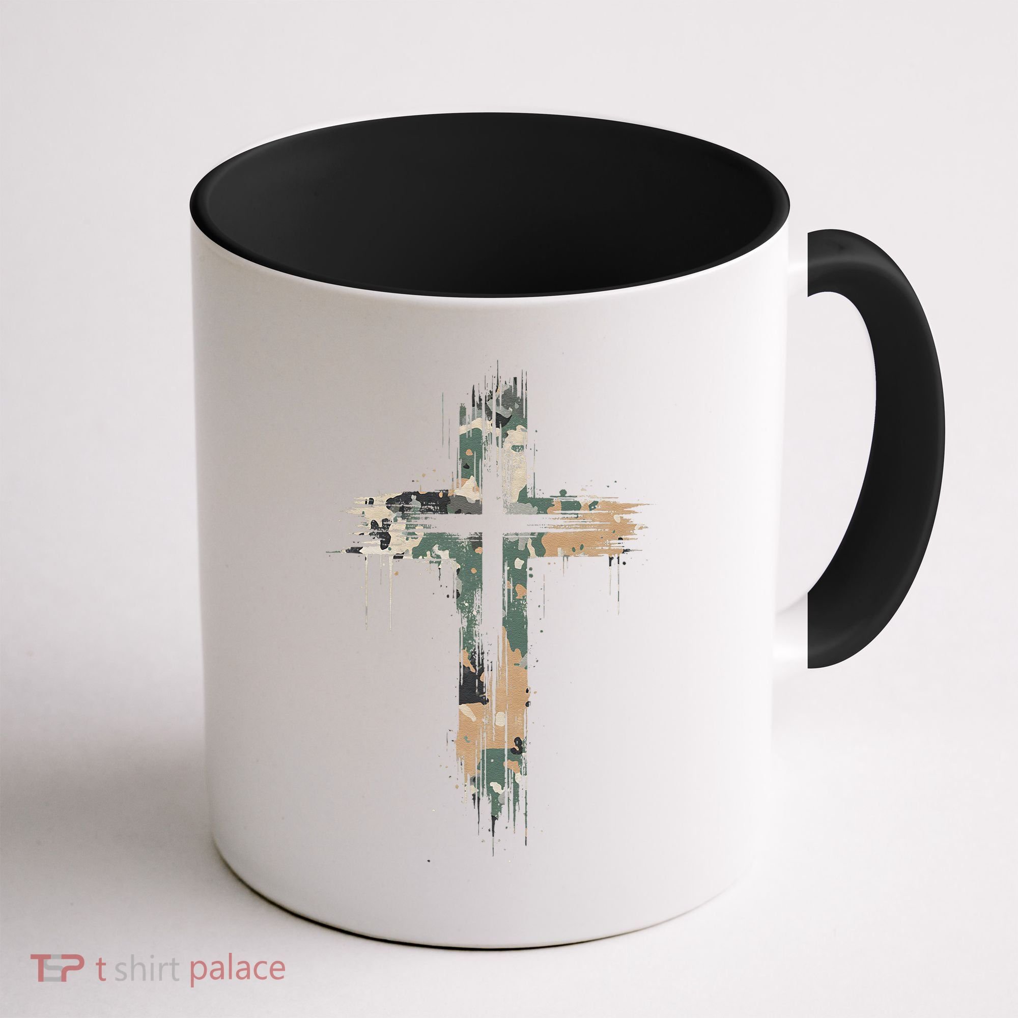 Grunge Christian Cross Camo Camouflage Coffee Mug