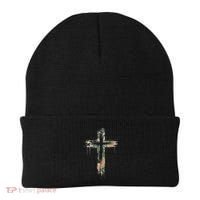 Grunge Christian Cross Camo Camouflage Beanie thumb 0
