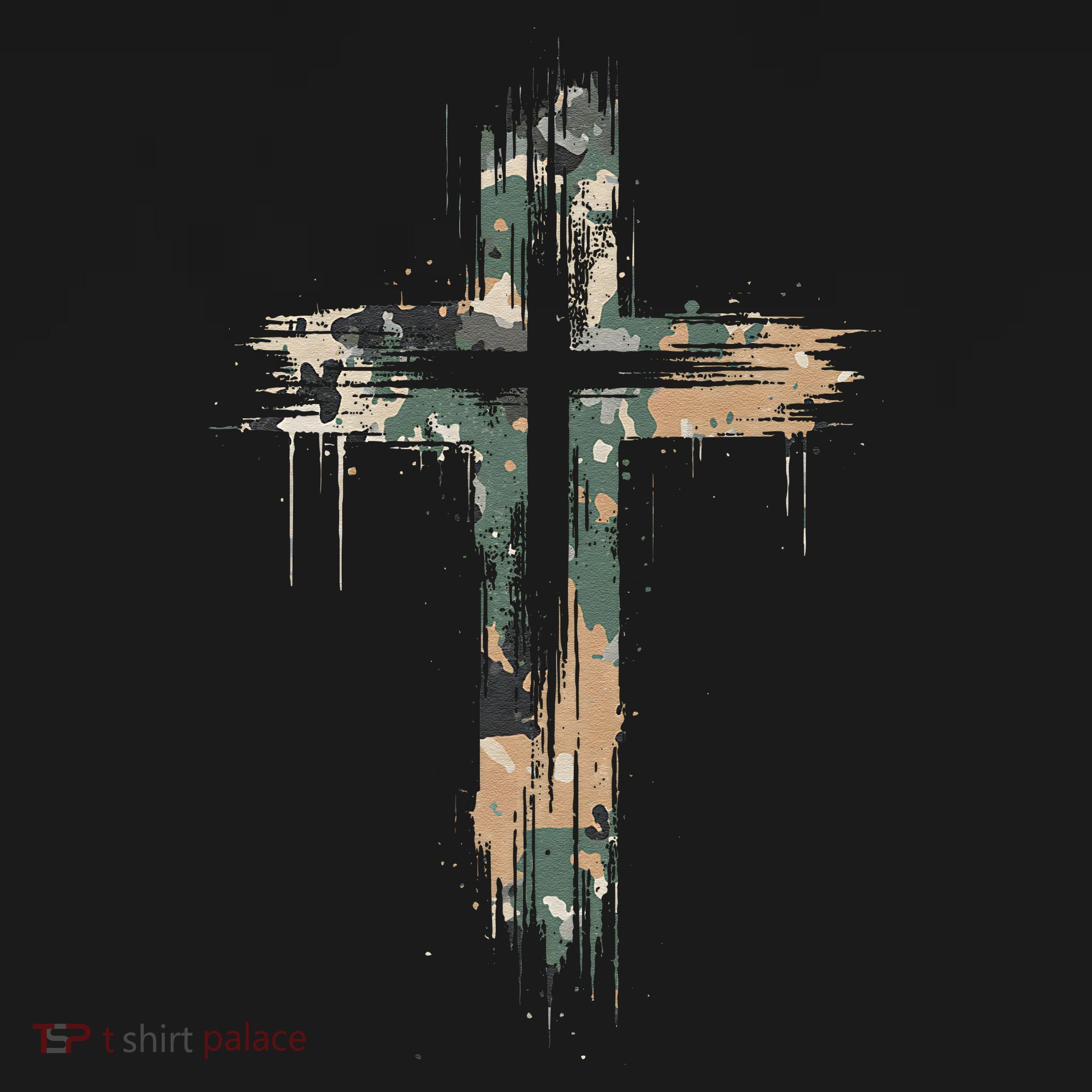 Grunge Christian Cross Camo Camouflage Coaster