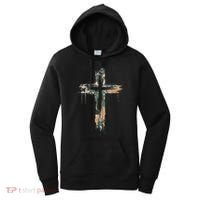Grunge Christian Cross Camo Camouflage Women's Hoodie thumb 0