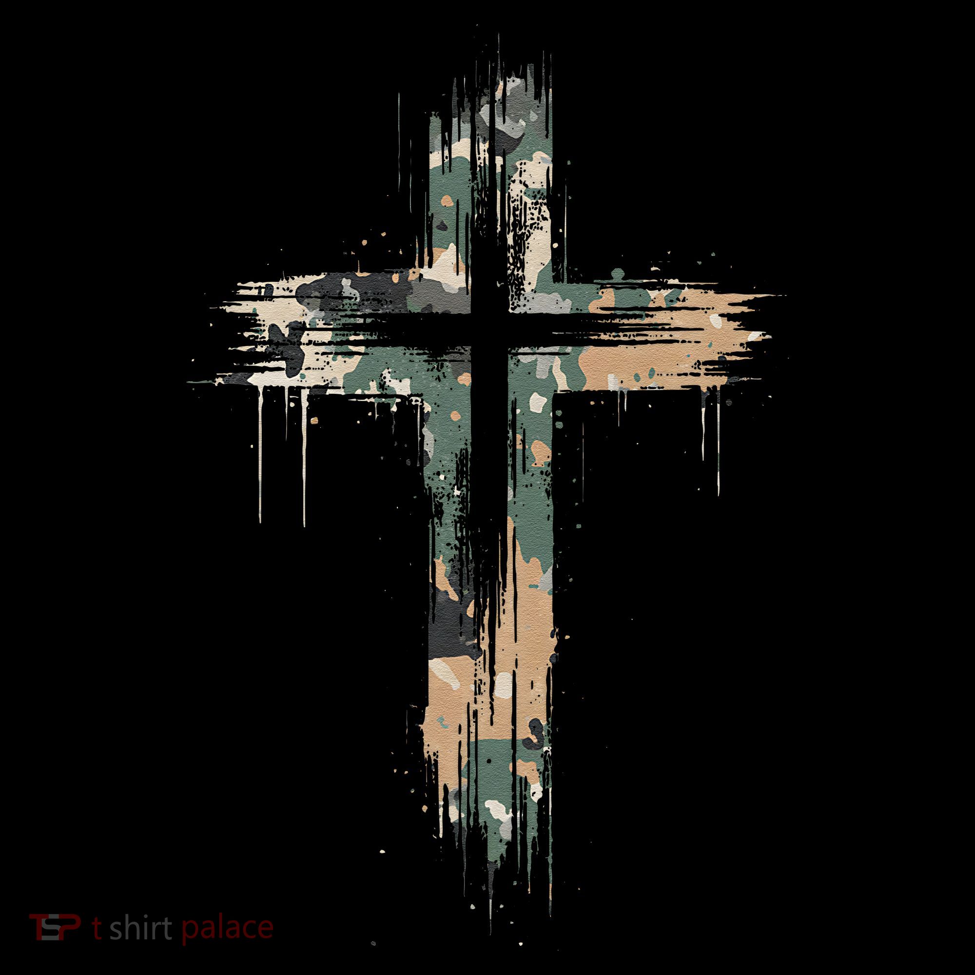 Grunge Christian Cross Camo Camouflage Women's Hoodie