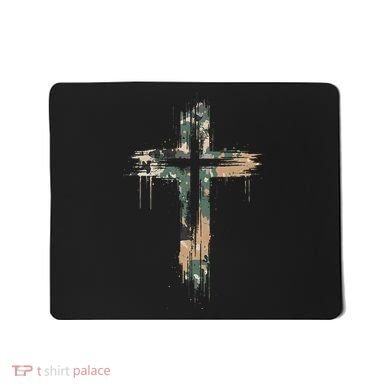 Grunge Christian Cross Camo Camouflage Mousepad
