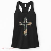 Grunge Christian Cross Camo Camouflage Women's Tank Top thumb 0