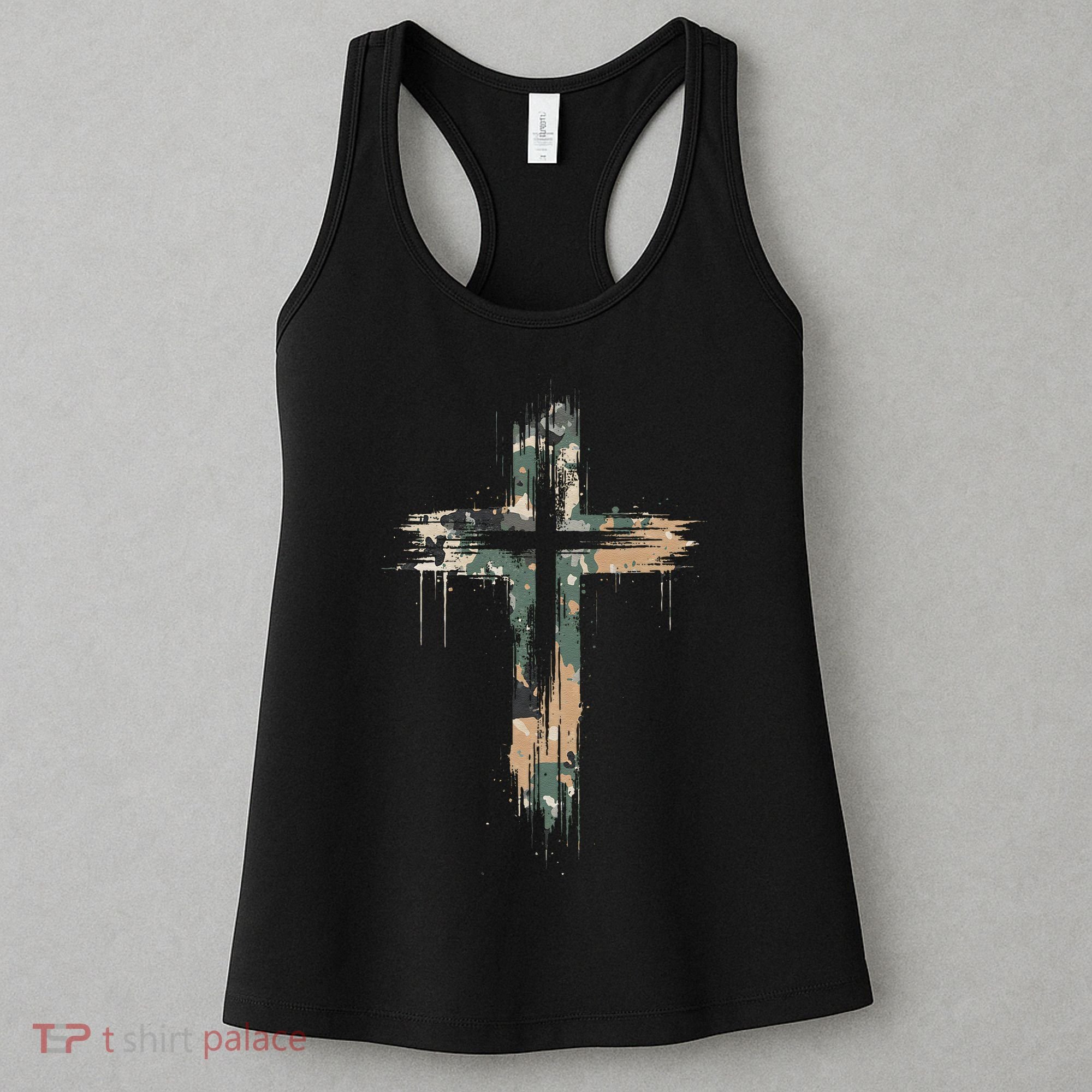 Grunge Christian Cross Camo Camouflage Women's Tank Top