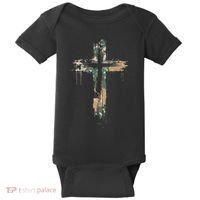 Grunge Christian Cross Camo Camouflage Baby Bodysuit thumb 0