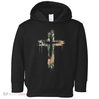 Grunge Christian Cross Camo Camouflage Toddler Hoodie