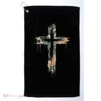 Grunge Christian Cross Camo Camouflage Golf Towel thumb 0