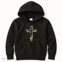 Grunge Christian Cross Camo Camouflage Kids Hoodie thumb 0