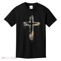 Grunge Christian Cross Camo Camouflage Kids T-Shirt thumb 0