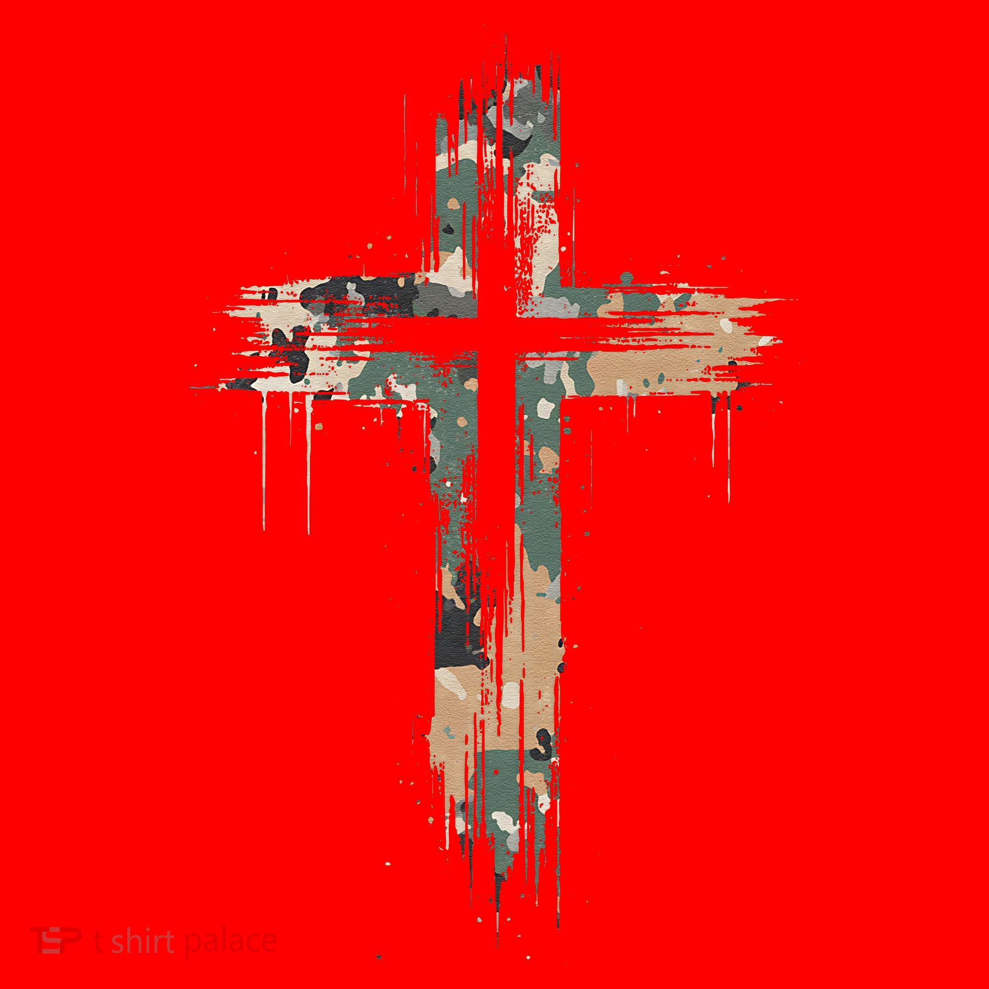 Grunge Christian Cross Camo Camouflage Santa Hat