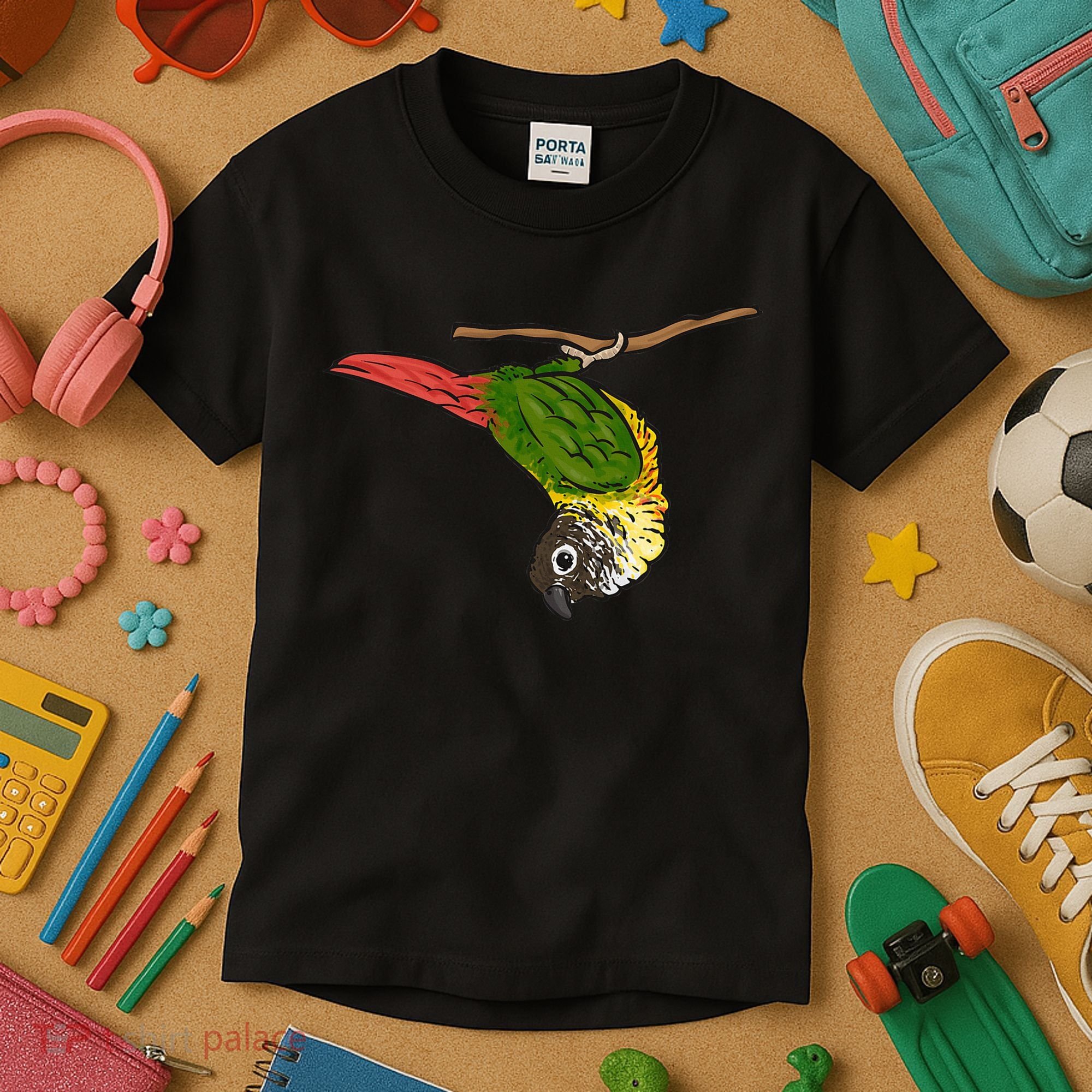 Green Cheek Conure Parrot Bird Conure Kids T-Shirt
