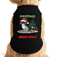 Grumpy Christmas Cat Christmas Jingle Bells Holiday Gift Doggie Tank thumb 0