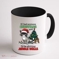 Grumpy Christmas Cat Christmas Jingle Bells Holiday Gift Coffee Mug thumb 1
