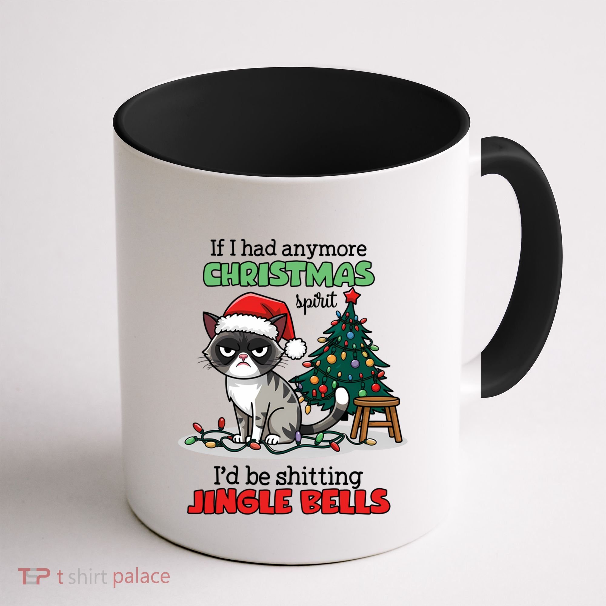 Grumpy Christmas Cat Christmas Jingle Bells Holiday Gift Coffee Mug