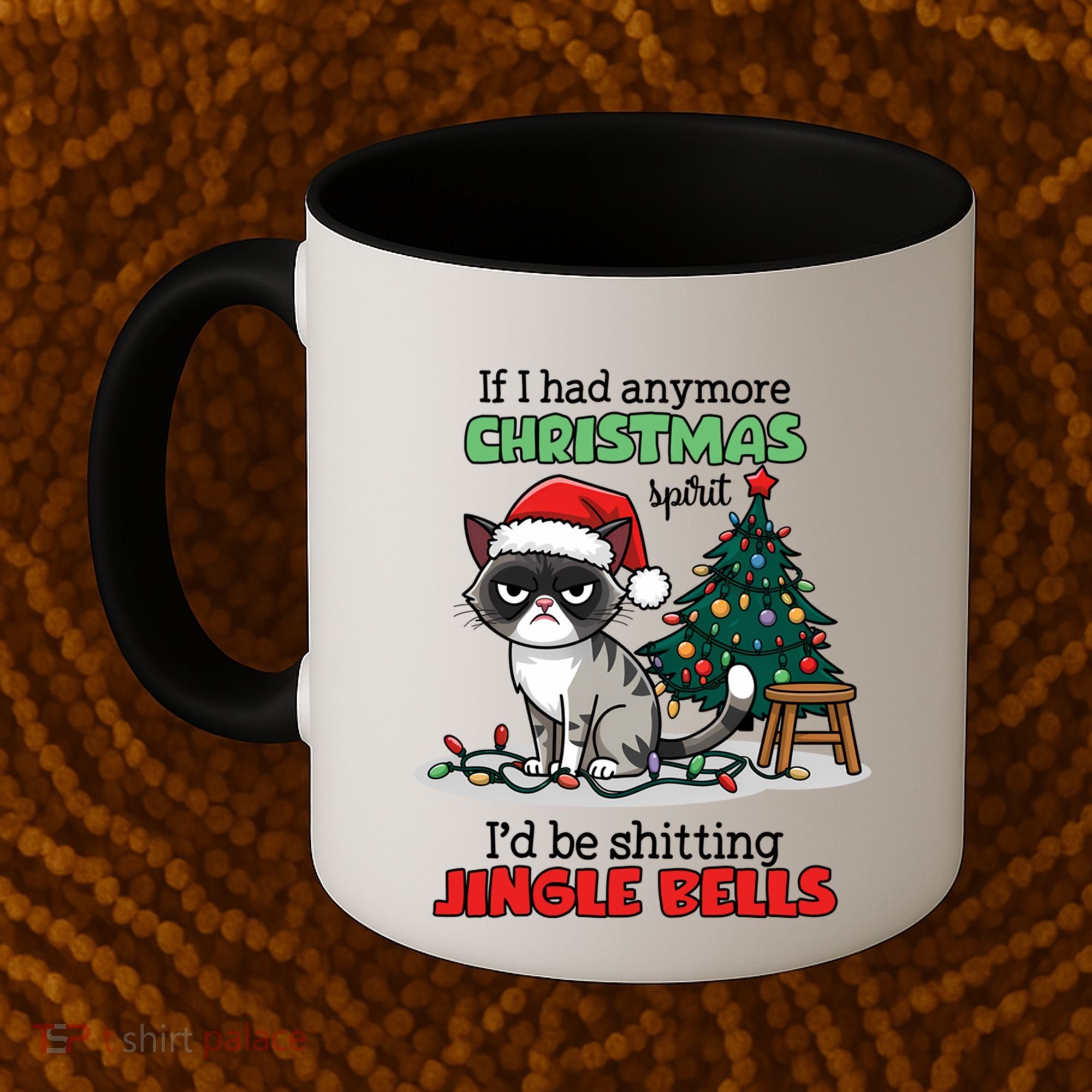 Grumpy Christmas Cat Christmas Jingle Bells Holiday Gift Coffee Mug