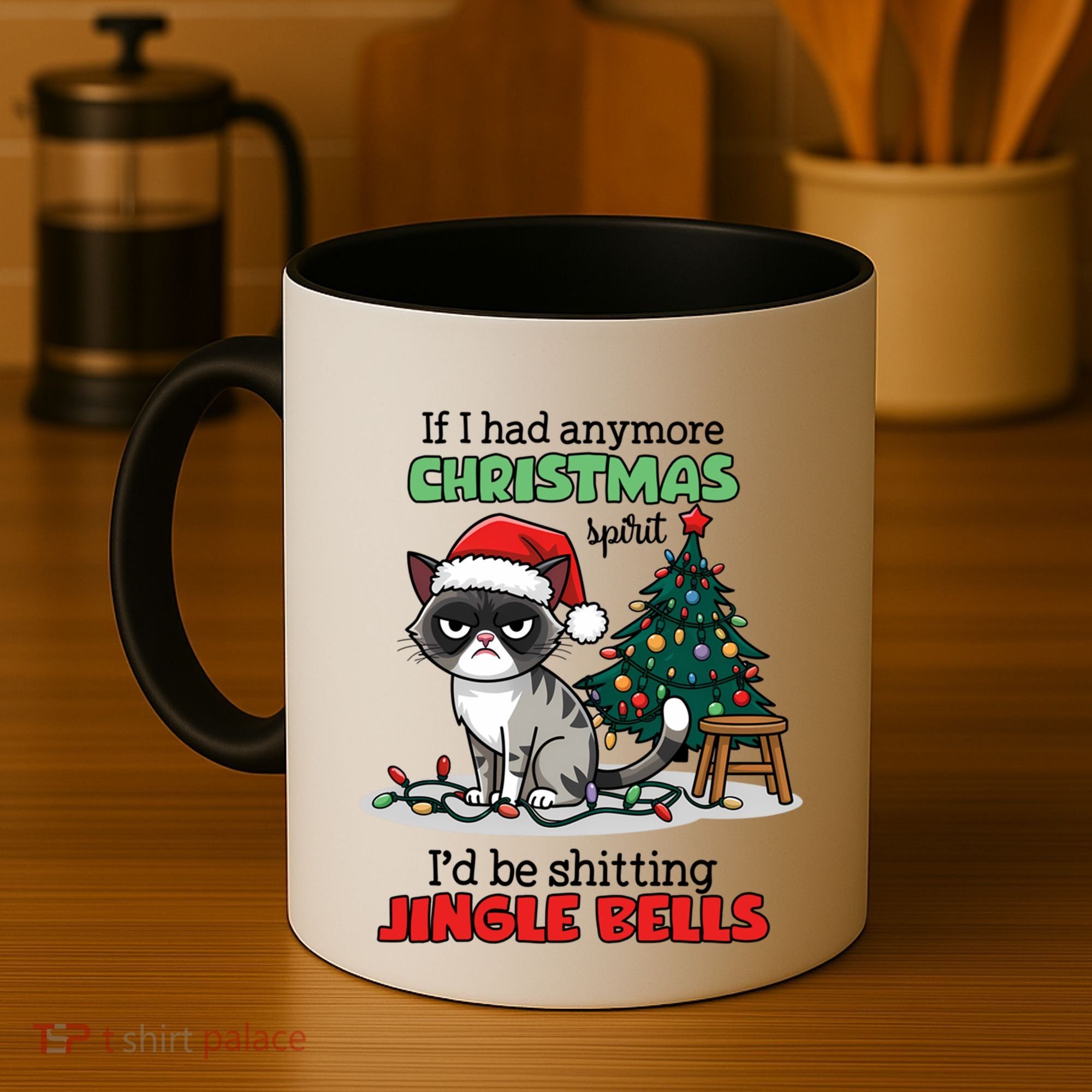Grumpy Christmas Cat Christmas Jingle Bells Holiday Gift Coffee Mug