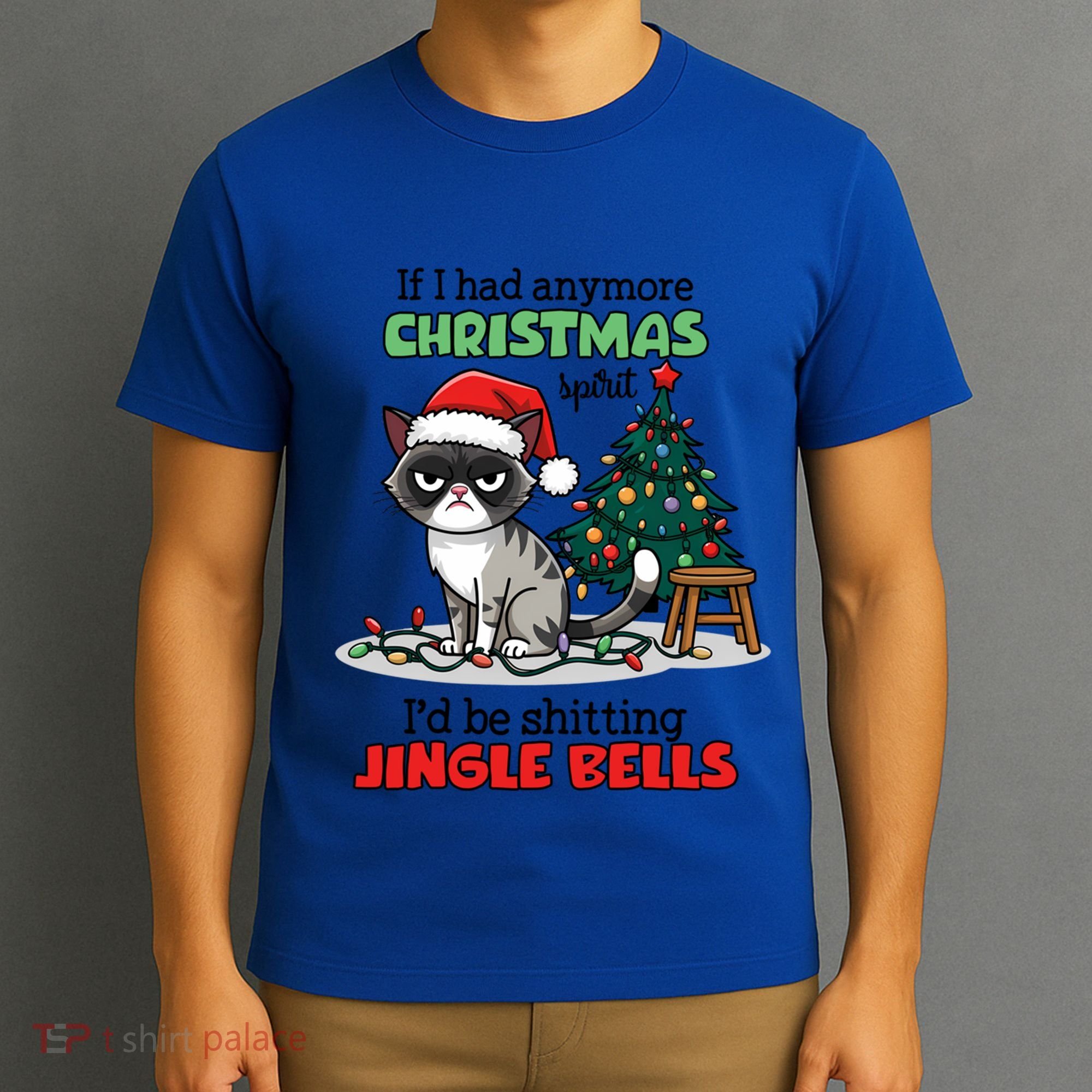Grumpy Christmas Cat Christmas Jingle Bells Holiday Gift T-Shirt