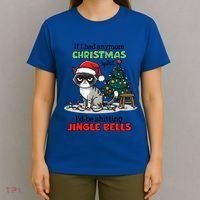Grumpy Christmas Cat Christmas Jingle Bells Holiday Gift T-Shirt thumb 4