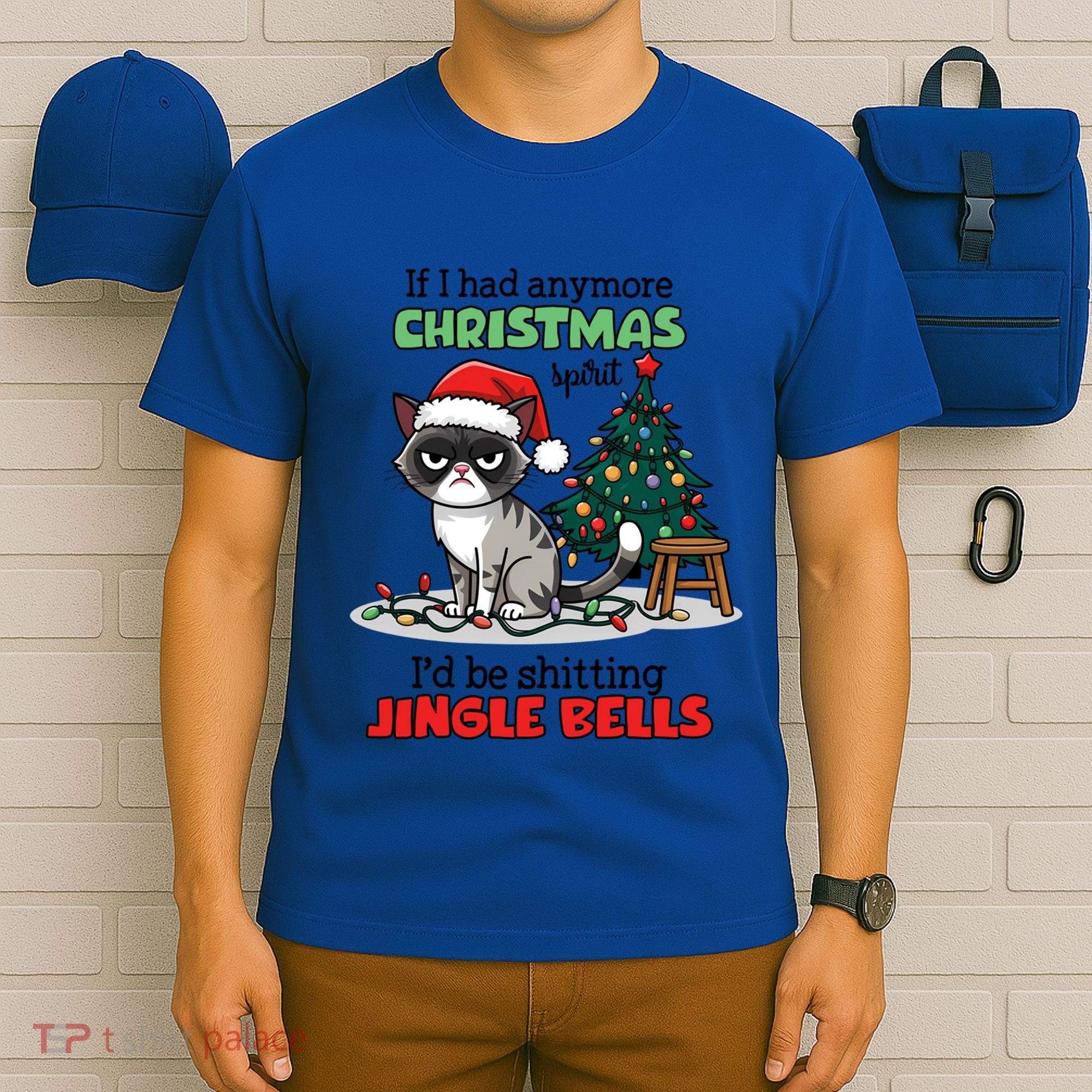 Grumpy Christmas Cat Christmas Jingle Bells Holiday Gift T-Shirt