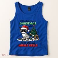 Grumpy Christmas Cat Christmas Jingle Bells Holiday Gift Tank Top thumb 2