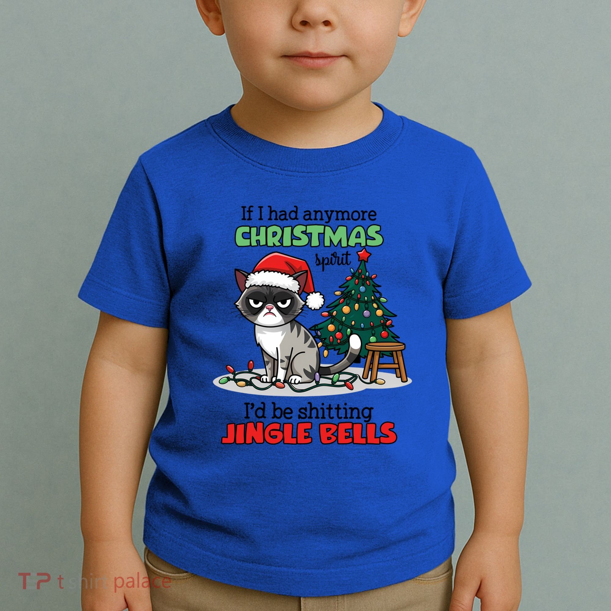 Grumpy Christmas Cat Christmas Jingle Bells Holiday Gift Toddler T-Shirt
