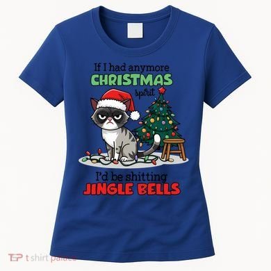 Grumpy Christmas Cat Christmas Jingle Bells Holiday Gift Women's T-Shirt